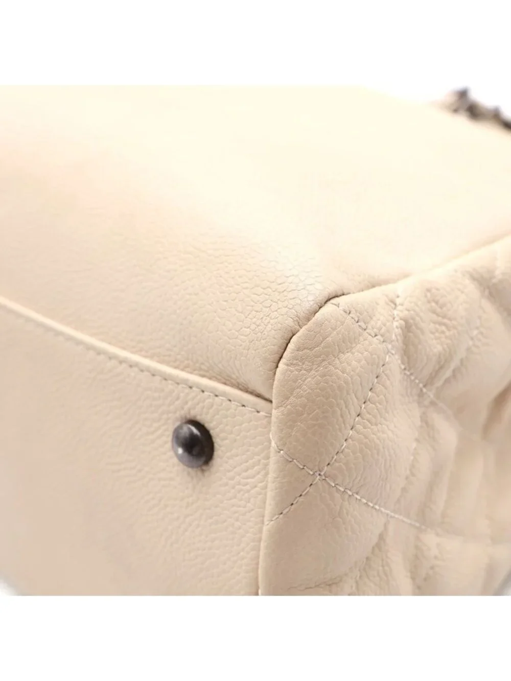 Chanel CC Logo Tweed Flap Silver 2-Way Chain Tote Shoulder Bag Ivory White